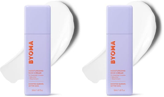 BYOMA Moisturizing Rich Cream-Barrier Repair Cream Face Lotion with Bakuchiol&Shea Extract-Ceramide Face Moisturizer for Dry Skin-Anti Wrinkle,Alcohol Free-Face Moisturizer-1.69 fl.oz,(Pack of 2)