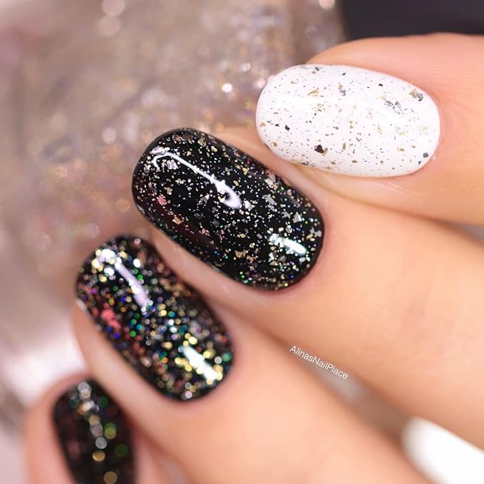 ILNP Party Popper - Gold and Silver Metallic Flakie Topper Nail Polish