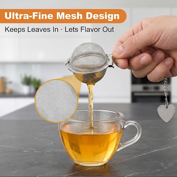 2 Pack Tea Infuser for Loose Leaf-Tea, Stainless-Steel Loose-Leaf Tea Steeper with Tea-Scoop Clip, Tea-Strainer Ball, Extra Fine Mesh, Rustproof, Easy to Clean