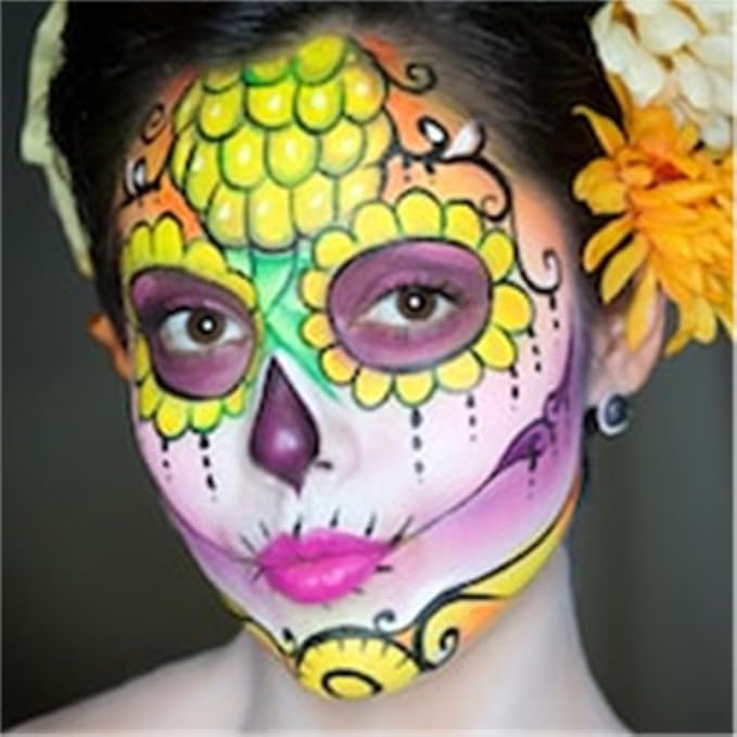 Go Ho 6 Colors Face Body Paint for Halloween Makeup,White &Black &Red&Yellow&Green&Royal Blue Face Paint,Waterproof Professional USA Flag Face Painting,Halloween Cosplay SFX Makeup Palette