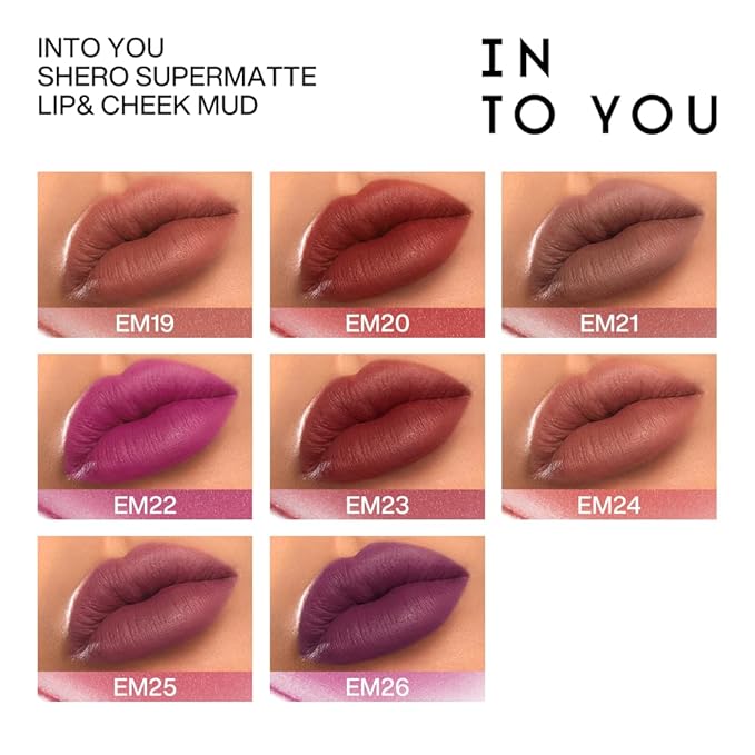 INTO YOU Matte Lipstick, Super Stay Lipcolor for Women, Waterproof, Long Lasting Lip Stain, High Impact Lip Clay with Lightweight Lip Mud Texture, Dual-use for Lips and Cheek, Purple Lipstick (EM25)