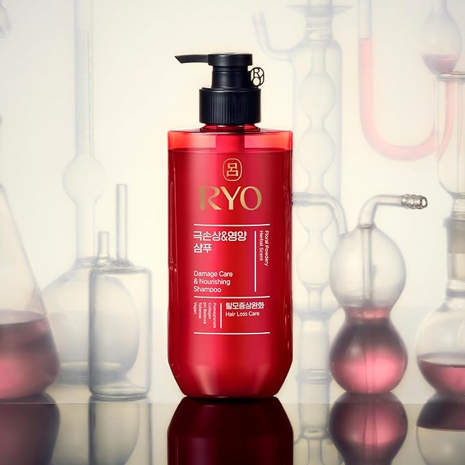 Ryo Hair Damage Care & Nourishing Shampoo & Conditioner Set | Korean Ginseng Herbal Formula for Damaged, Dry Hair | Strengthening Moisture Repair K-Beauty Haircare | Holiday Gift Idea