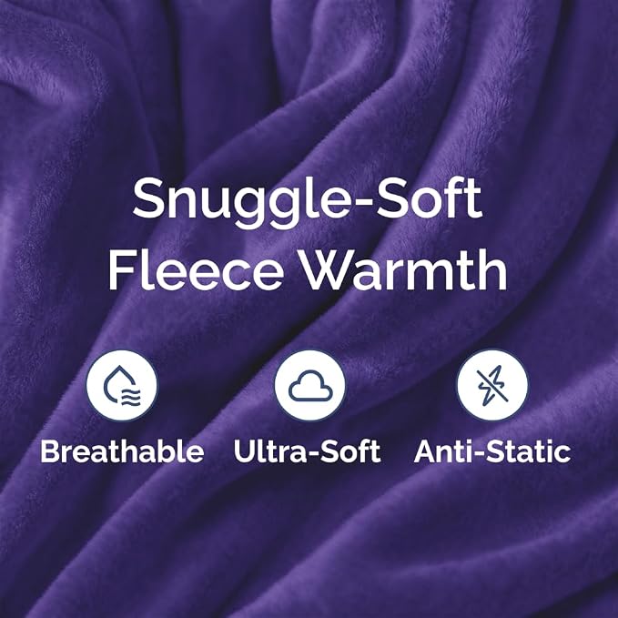 Fleece Blanket King Size - Ultra-Soft Flannel Fleece Blanket - Purple Haze | Soft, Warm, Outdoor Picnic Blanket for Camping, Travel, Lightweight, Cozy, Anti-Static, Home Decor Gifts for Men & Women