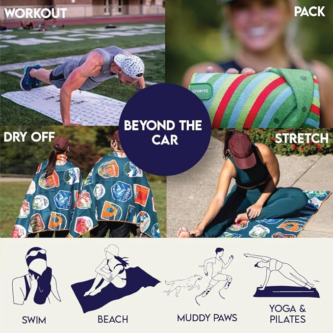 Sprints Athletic Running Towel, Full-Sized, Car Seat Cover - Performance Microfiber (Victory Sprints)