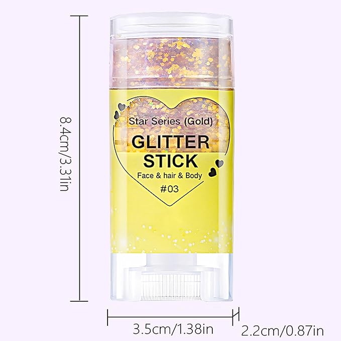 Gold Hair Glitter Stick for Kids,Yellow Body Face Glitter Makeup,Singer Concert Outfits for Women,Rave Mardi Gras Accessories Carnival Chunky Sequins,Waterproof Shimmer Body Face Paint
