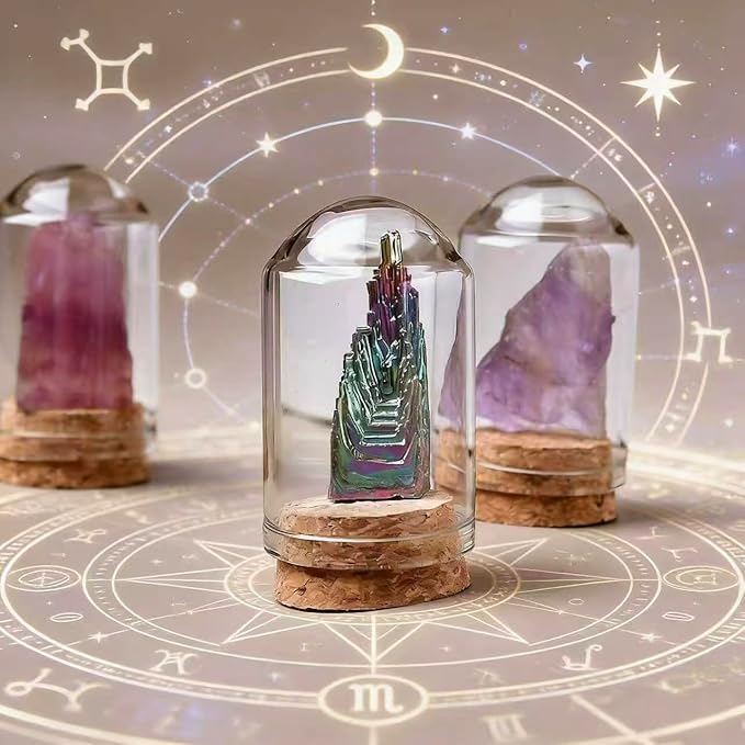 Healing Crystal Rough Stone Set, paired with Glass Bottle Accessories, with Diverse Styles and inconsistent Stones. The Pictures are for Reference only. The Stones Inside are Different.