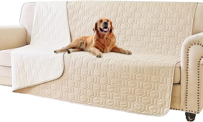 Tcksstex Waterproof and Non-Slip Dog Bed Cover and Pet Blanket Sofa Pet Bed Mat ，car Incontinence Mattress Protectors Furniture Couch Cover for Most Cats Dogs,Pets（52x82-Beige）
