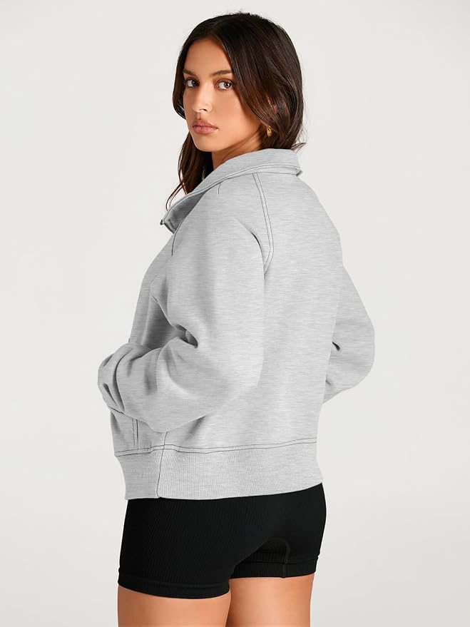 AUTOMET Womens Sweatshirts Half Zip Fleece Pullover Fall Outfits | Fall Fashion Clothes 2026,Cropped Sweatshirts,Cute Y2k Tops,Quarter Zipper Sweater,Winter Loungwear Outfits