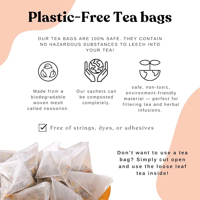 Organic Turmeric Ginger Loose Leaf Tea Bags – Immunity Tea, Wellness Tea, Caffeine Free, AIP Autoimmune Protocol, Whole30 Paleo, Ayurvedic Rooibos Golden Tonic Herbal Blend, 15 Count