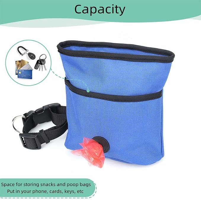 Dog Treat Pouch Pet Training Pouch with Adjustable Strap Dog Walking Bag Holder Built-in Poop Bag Dispenser Portable Puppy Bait Reward Pouches Pet Treat Snack Carrier Pocket, Hands-Free Training