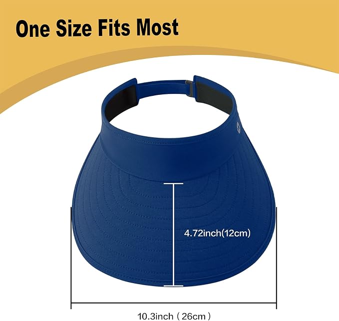 WANDER Sun Visor Hats for Women Wide Brim UV Protection Adjustable Large Golf Beach Cap Packable Travel Sport Visor