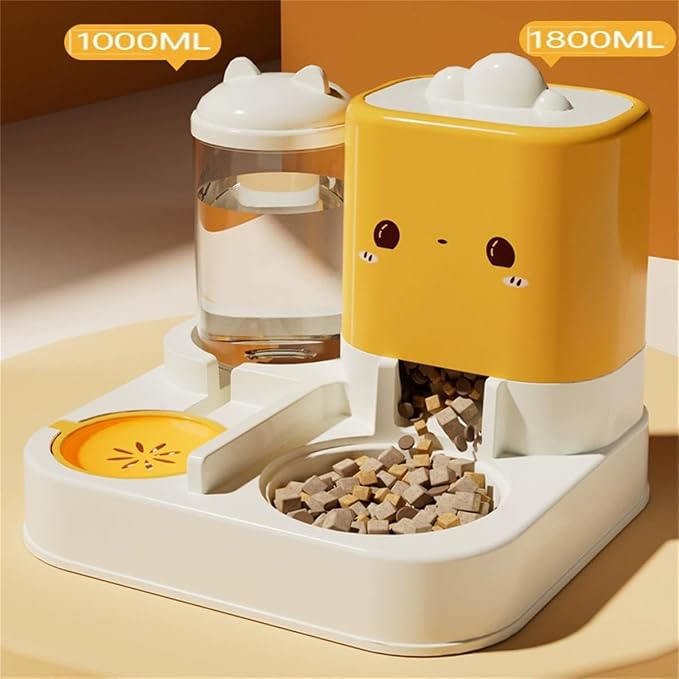 Pet Automatic Feeder Cat Dog Feeding Bowl Food Water Dispenser with Refillable Storage Container Large Capacity Rabbit Feeder Watering Bowls (Green)