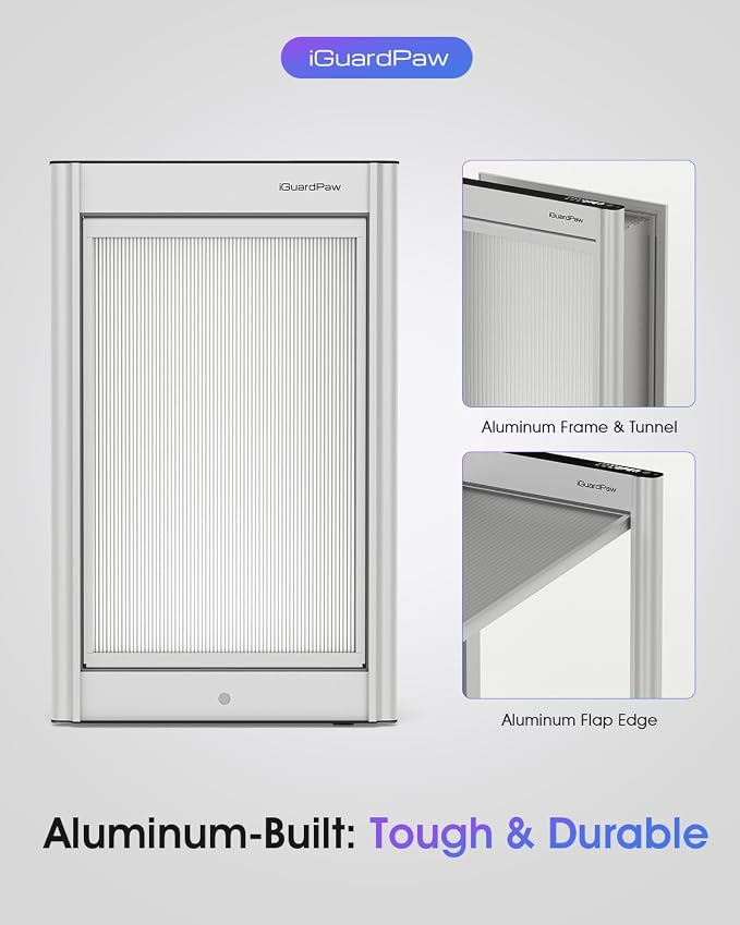 Automatic Dog Door for Wall, Collar Activated Pet Door, S | Heavy-Duty Aluminum, Pet-only Access, Energy-Efficient, 3 Modes, Anti-Pinch, for Interior/Exterior Wall, Silver, Samll