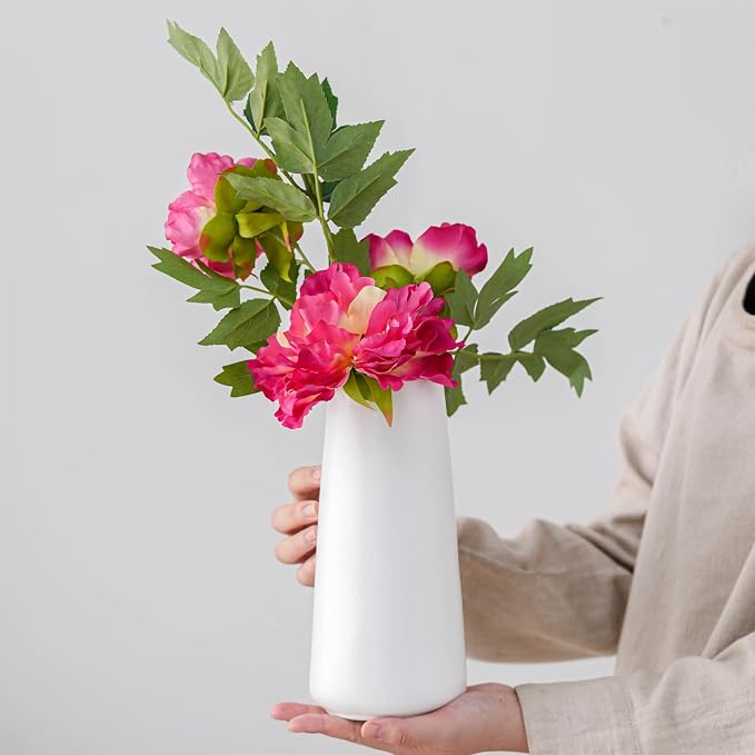 Simple Boho Ceramic Flower Vase for Home Decor (Bright White,Super Big) | 10'' Modern Vase for Flower Plant Pampas Grass, Fit for Table Shelf Centerpieces, Living Room Kitchen Bedroom Wedding Gift