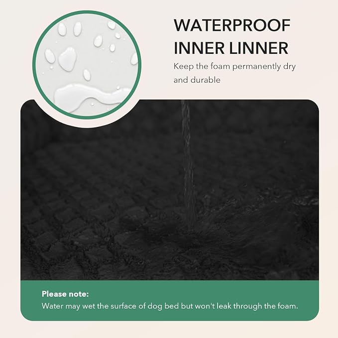 Orthopedic Washable Dog Bed for Large Dogs, 36x27in, Black | Orthopedic Foam Eases Joint Pressure, Bolsters Supports Head And Neck, Washable Pet Beds, Removable Cover, Non-Slip Bottom
