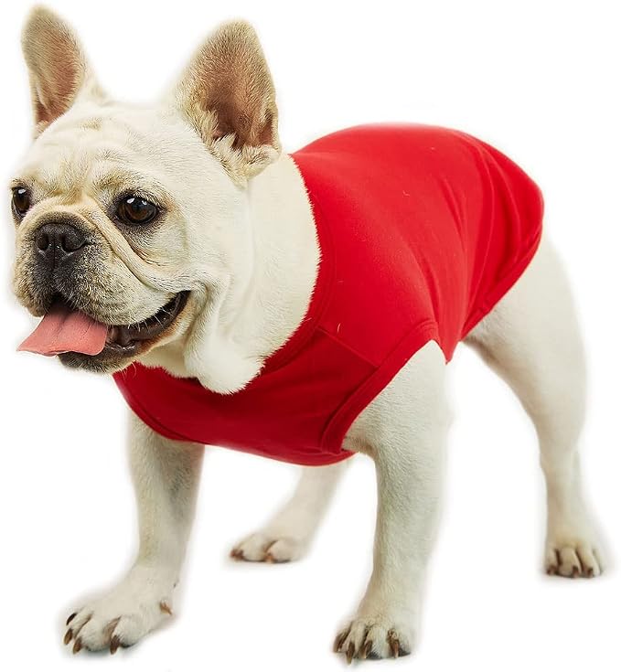 Dog Sleeveless Tank Top Cotton Shirts for Dogs Plain Sleeveless T-Shirts Soft Breathable Cool Dog Shirt pet Clothes (X-Large, Red)