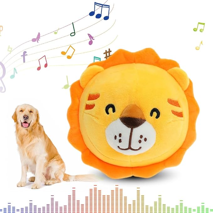 Interactive Dog Toys,2024 New Active Moving Pet Plush Toy,Squeaky Moving Dog Ball Toy,Rechargeable Puppy Toys to Keep Them Busy,Washable Pig Plush Toys(Lion)
