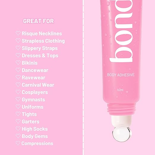 Liquid Body Adhesive for Clothes - Fashion Tape Alternative for Low-cut Styles, Strapless Dresses and Work Blouses - Clothing Glue That Holds All Day - Sweat and Dance Proof, Fast Drying - 20ml