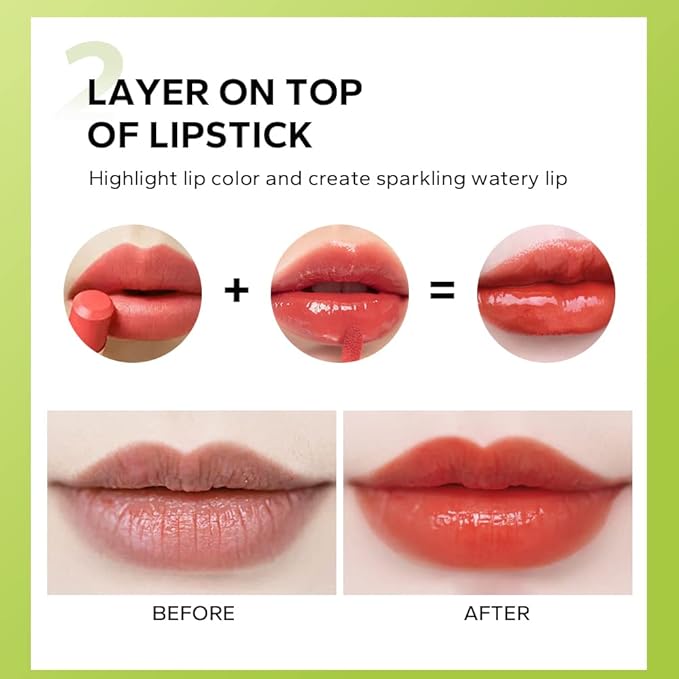 Beauty Glazed Big Brush Head Lip Oil, Ultra-Hydrating & Nourishing, Smooth Glossy Finish Lip Glow Oil, Shiny and Vegan Tinted Lip Gloss, Non-Sticky Formula (105# PASSION)