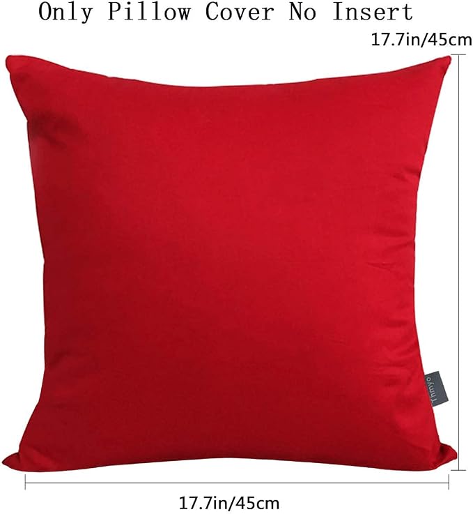 Thmyo 4-Pack 100% Cotton Comfortable Solid Decorative Throw Pillow Case Square Cushion Cover Pillowcase Sublimation Blank Pillow Covers DIY Throw Pillowcase for Couch Sofa Bed(18x18 inch/45x45cm,Red)