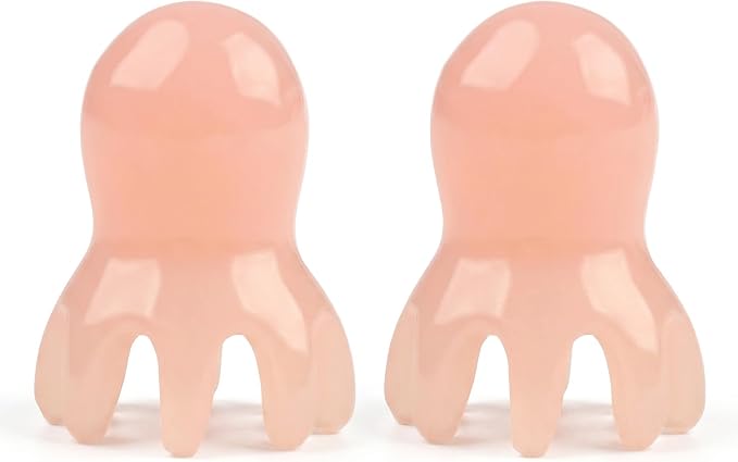 NIIIYTYB 2Pcs Head Massage Tool Scalp Massager Scraper for Deep Relaxation Acupressure Japanese Spa Hair Care Supplies Octopus Scalp Massager Home Office Travel Light Pink