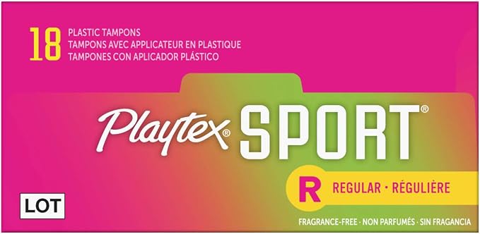 Playtex Sport Tampons Regular Absorbency, Fragrance-Free - 18ct | Regular Tampons for Women, Feminine Care, Playtex Tampon with 360 Leak Defense
