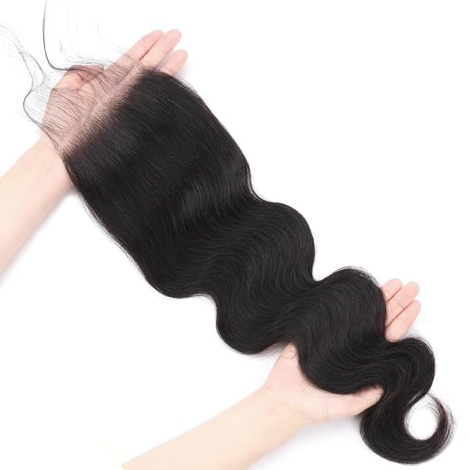 5x5 HD Transparent Closure Body Wave Human Hair Lace Closure Skinlike Brazilian 5x5 Closure 22inch Virgin Body Wave 100% Real Human Hair Free Part Closure Pre Plucked Natural Black Glueless