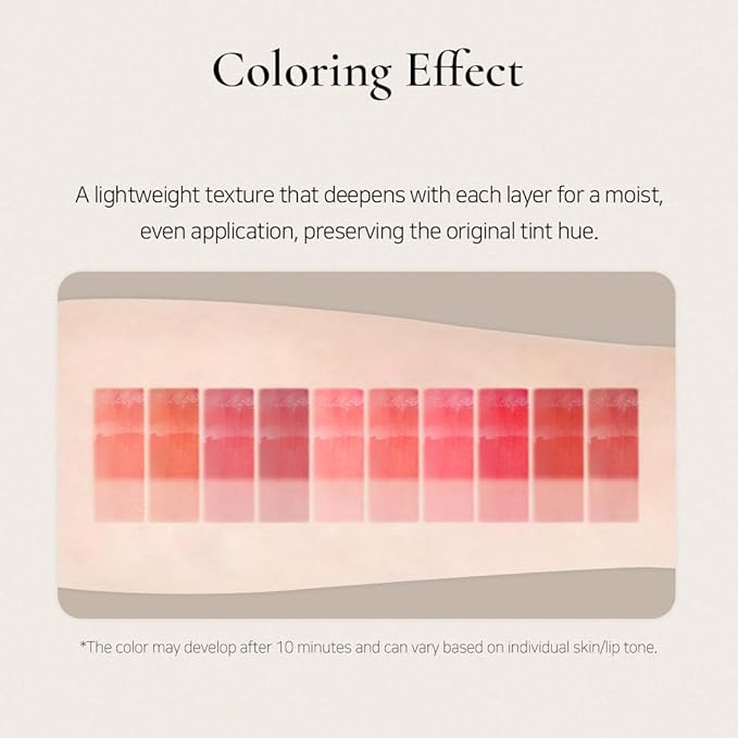 DINTO Blur-Glowy Lip Tint - Glossy Finish, Hydrating, Long Lasting, Lightweight Texture, Non-Sticky, Vegan & Cruelty-Free, K beauty (214 Venia, 0.11 fl.oz) (30 colors)