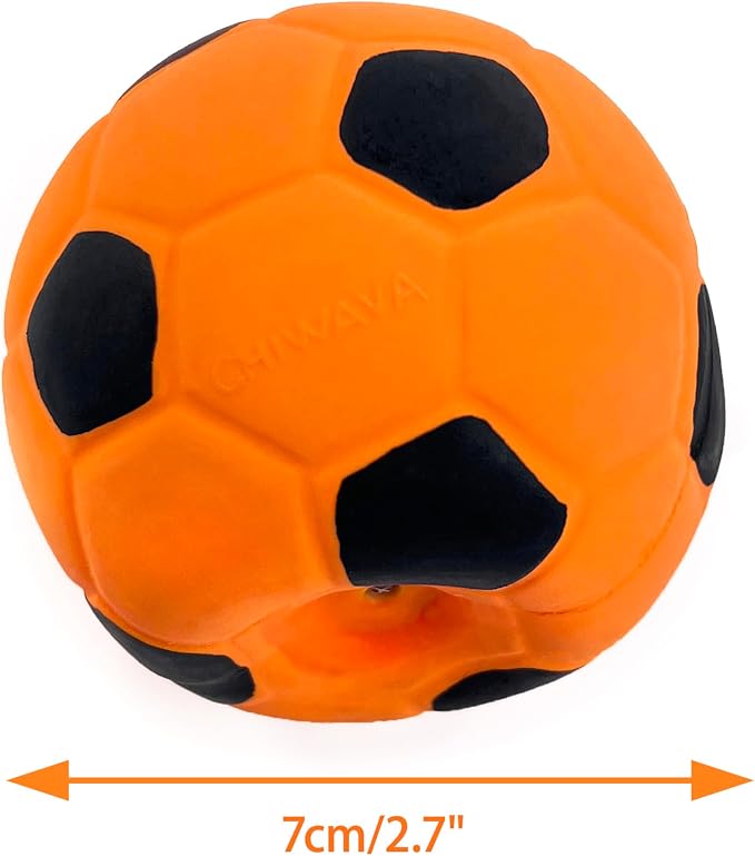 CHIWAVA 3PCS 2.7'' Squeak Latex Dog Toy Football Fetch Ball for Medium Dogs