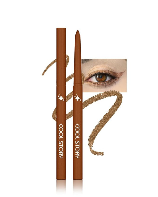 Glitter Gel Eyeliner Pencil,Retractable Cream Dark Gold Eye Liner Pencils,Waterline Eye Makeup Liners,Waterproof & Smudge Proof Eyeliner Facial Makeup Gift for Mature Women,Girls,Christmas –G10 Bronze