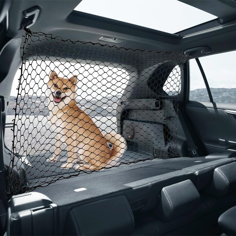 Dog Barrier for Car for Smart #1 2023-pr, Adjustable Reinforced Mesh Pet Net Barrier for Back Seat & Cargo Area Keeps Dogs Safe While Driving