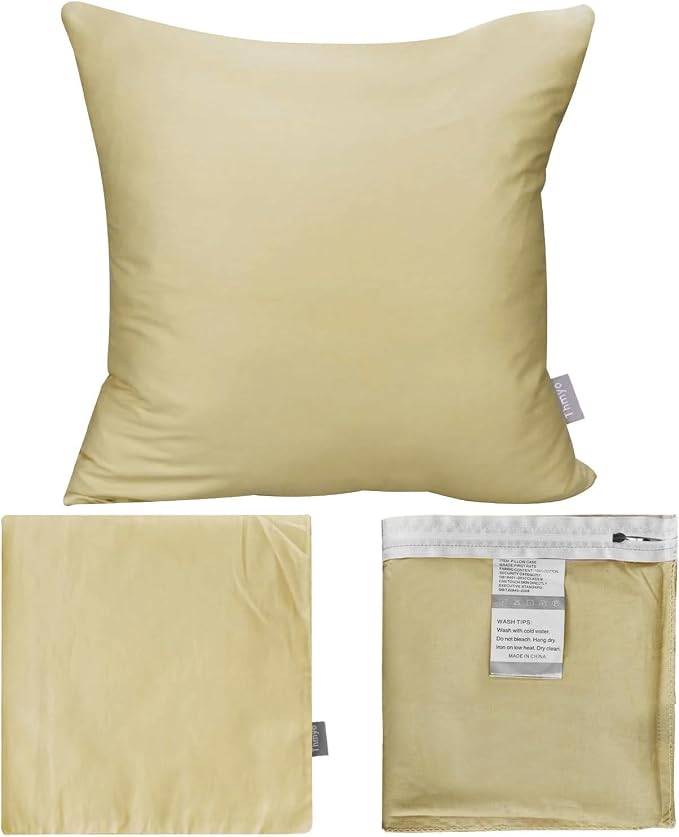 Thmyo 4-Pack 100% Cotton Comfortable Solid Decorative Throw Pillow Case Square Cushion Cover Pillowcase Sublimation Blank Pillow Covers DIY Throw Pillowcase for Couch Sofa(16x16 inch/ 40x40cm,Khaki)