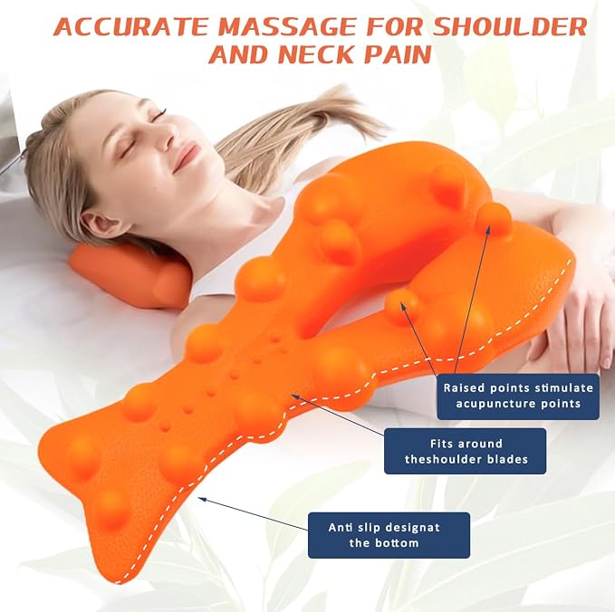 Trapezius Trigger Point Massager Suboccipital Release Tool Myofasical Release Neck and Shoulder Pain Posture Corrector for Muscle Pain Relief (Orange)