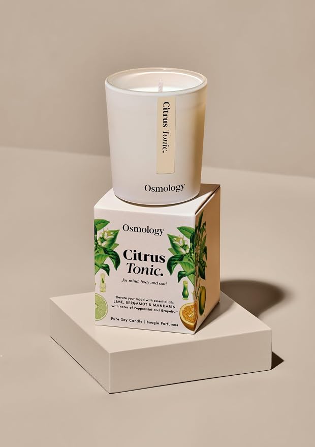 Citrus Tonic Aromatherapy Candle – Mandarin, Lime & Grapefruit Scented Candle, Plant-Based Wax, Mini 2.8 oz, 15 Hour Burn Time, Fresh & Uplifting Candle