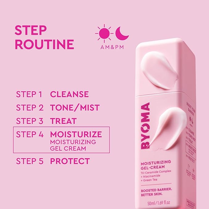 BYOMA Moisturizing Gel Cream - Barrier Repair Cream/Gel Face Lotion with Niacinamide and Green Tea - Ceramide Face Moisturizer for Dry Skin - Alcohol Free, Oil Free Face Moisturizer - 1.69 fl. oz