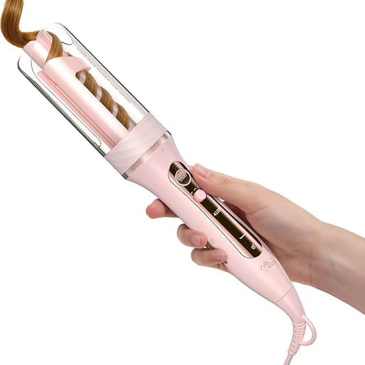 Zavarea Automatic Rotating Curling Iron for Long Hair - 1 Inch Curling Wand for Beach Waves & Loose Curls, Easy Hair Curler for Beginners, Anti-Scald & Frizz-Free, Dual Voltage for Travel