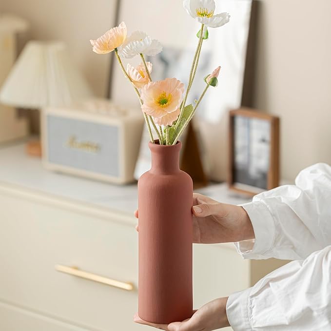 Modern Ceramic Vase Set of 3, Neutral Colors, Decorative Bottles for Home, Farmhouse Rustic Decor, Housewarming Gifts, Wedding Gifts, Bridal Shower Gifts, Birthday Gifts for Women (Green Mix)