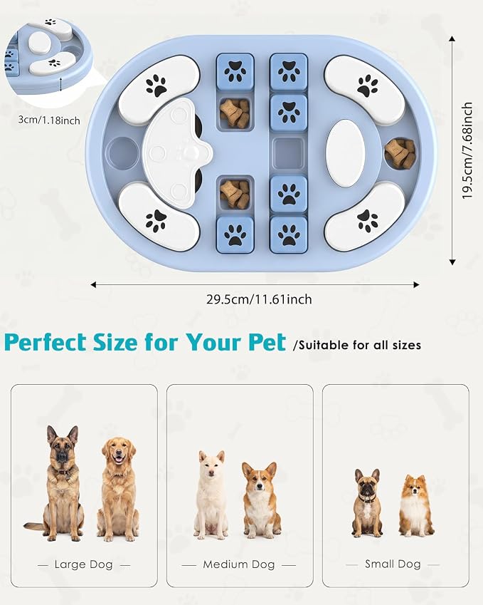 Dog Puzzle Toy, Interactive Enrichment Treat Food Puzzles, Gray | Mental & Brain Stimulation, Slow Feeder, For Smart Puppy Small Medium Large Dogs Cats