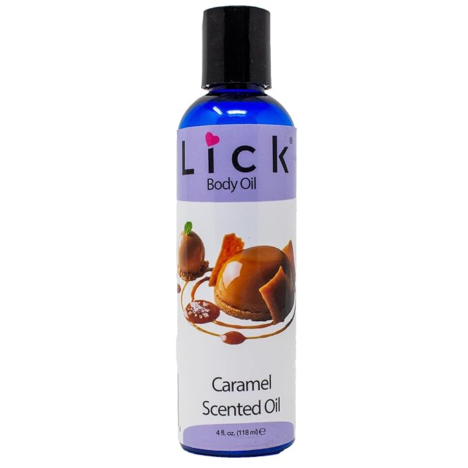 LICK Caramel Dessert-Inspired Scented Body Oil – Fast-Absorbing Daily Hydration with Almond Oil & Vitamin E – 4 oz