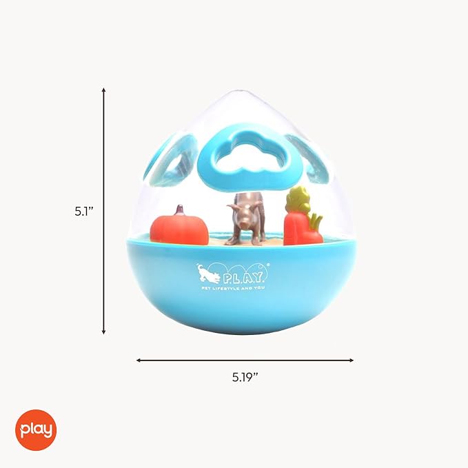 Wobble Ball Interactive Food & Treat Dispensing Puzzle Toy for Puppies & Dogs - Slow Feeder, Mental Enrichment, Forage Skills, Training, Relieves Boredom - Dishwasher Safe, Easy Clean (Sea Foam Blue)