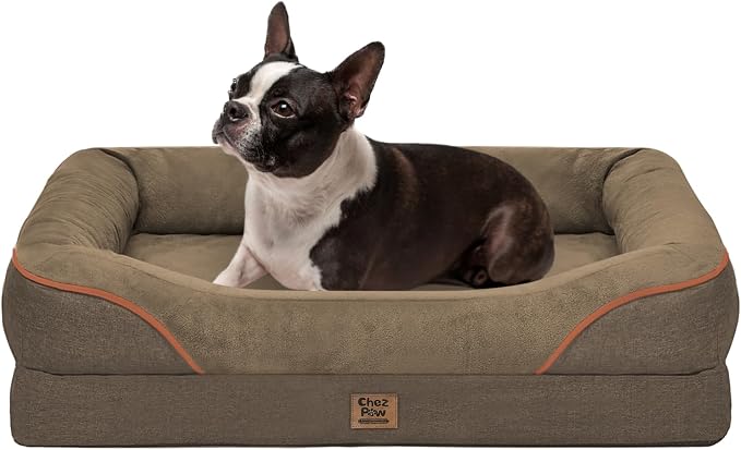 Orthopedic Waterproof Dog Bed for Medium and Large Dogs | Egg Crate Foam, 4-Sided Bolster Support, Waterproof Liner, Non-Slip Bottom, Removable Bolster Cover, 36 x 27 Inch