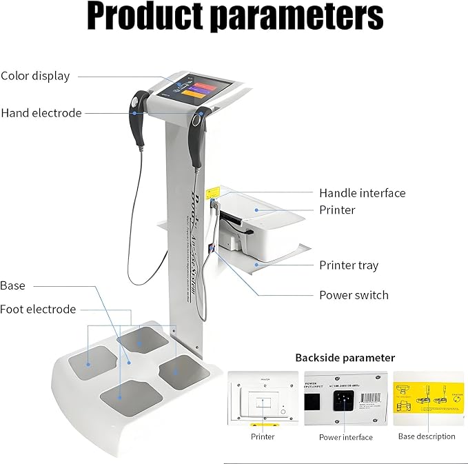 Professional 3D Scanner Analyzer Body Composition Analysis Height Weight Body Fat Percentage Visceral Fat Test, Body BMI Measuring Body Element Detection Composition Analyzer with Printer White