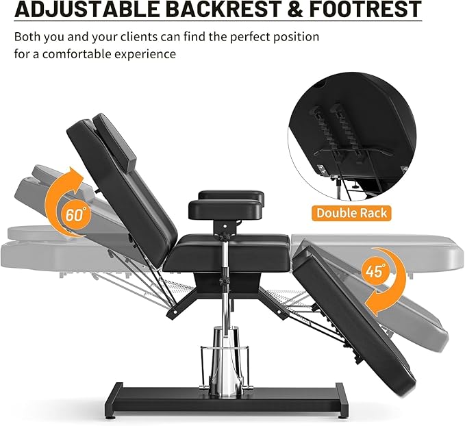 Hydraulic Tattoo Chair Facial Bed for Client Height Adjustable Swivel Tattoo Bed for Esthetician Salon & Beatuy Spa Tattoo Services