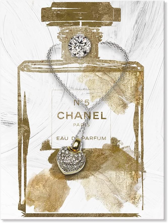 Vintage Perfume Bottle Canvas Wall Art Modern Luxury Posters Print Fashion Glam Poster Picture for Bedroom Make up Room Home Decor 12"x16"
