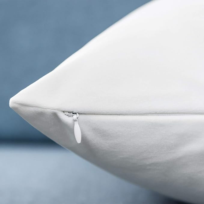 White 24x24 Pillow Covers Decorative Velvet Throw Pillow Covers Set of 2 | JUSPURBET Soft Cushion Covers with Invisible Zipper for Modern Couch Sofa Bed Living Room Bedroom Home Decor