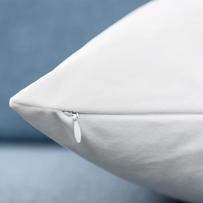 White 12x20 Throw Lumbar Pillow Covers Decorative Cushion Covers Set of 2 | Soft Velvet Pillow Cases with Invisible Zipper for Modern Couch Sofa Bed Living Room Bedroom Home Decor