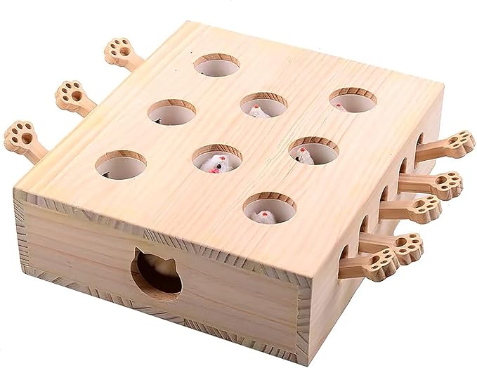 Interactive Wooden Cat Toy, Engaging and Durable Play for Cats and Kittens, Keeps Pets Entertained and Stimulated, Natural Wood Design, Perfect for Indoor Exercise and Fun - Pet Gift Idea