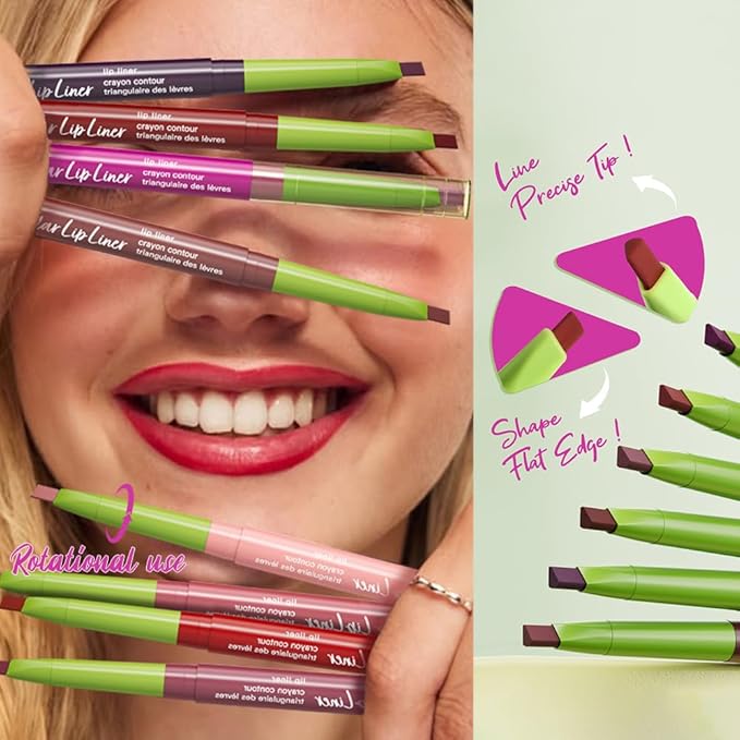 evpct Dusty Rose Triangle Lip Liner Pencil Stick for Women, Retractable Lips Liner Pen Triangle Tip for Sculpting & Filling & Plumping, Longwear Lipliners Pencil, Vegan Cruelty Free Lip Filler Plumper