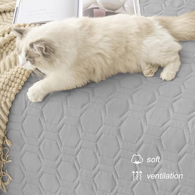 Tcksstex Waterproof and Non-Slip Dog Bed Cover and Pet Blanket Sofa Pet Bed Mat ，car Incontinence Mattress Protectors Furniture Couch Cover for Most Cats Dogs,Pets（30x70-Light Grey）