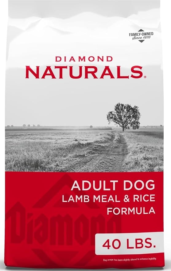 Diamond Naturals Adult Dry Dog Food, Lamb Meal & Rice, 40lb | Pasture Raised Lamb Protein | Omega Fatty Acids for Skin & Coat Health | Guaranteed Probiotics for Digestive Support
